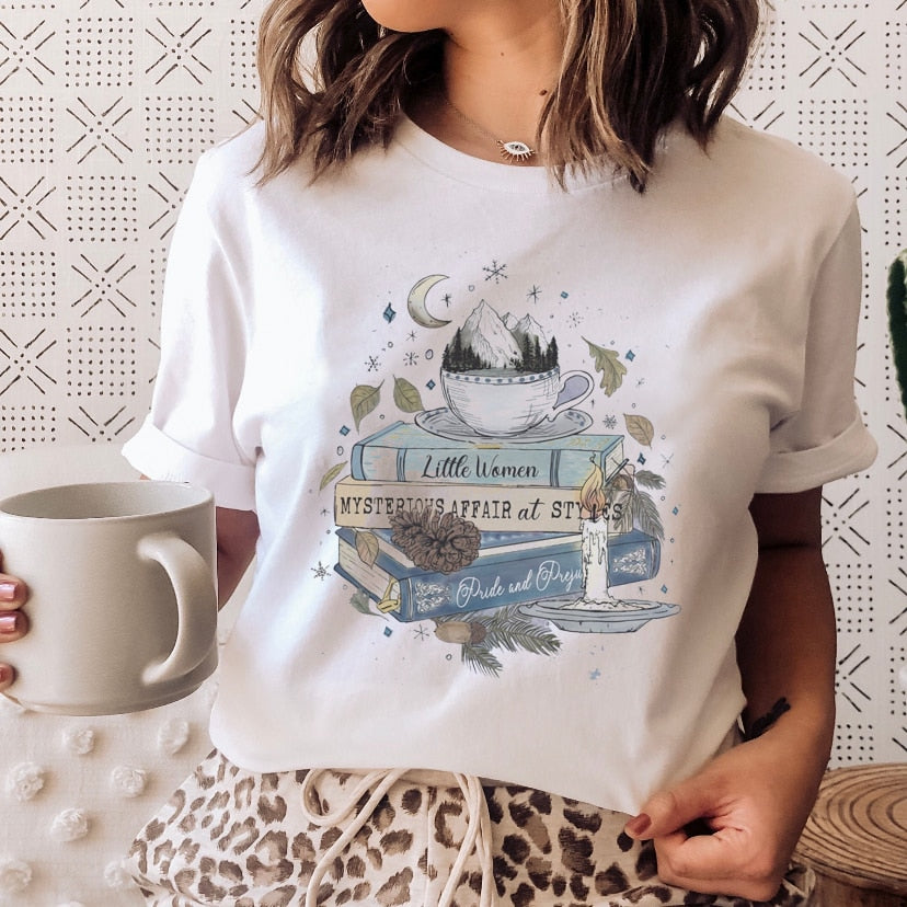 "Magic Books Love" Women's Graphic Tee | Cute and Casual Short Sleeve T-Shirt