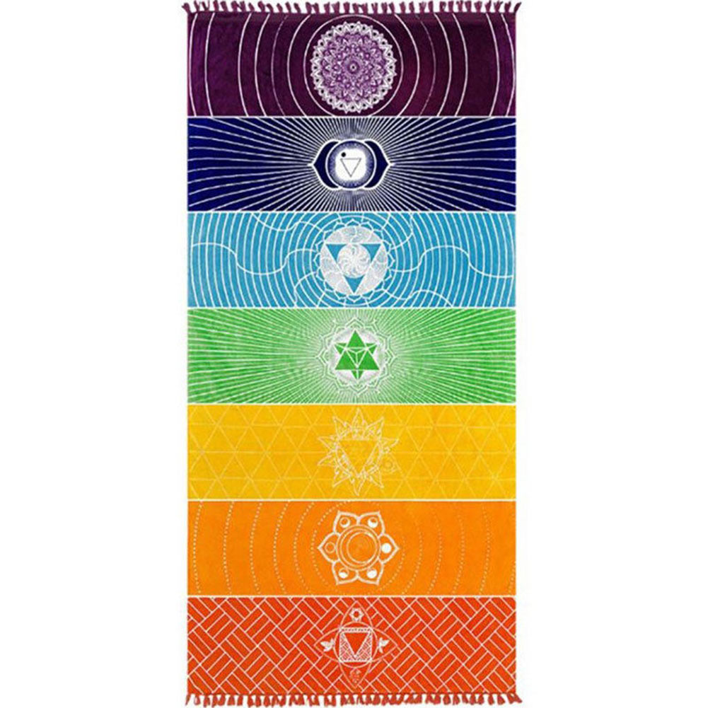 Rainbow Boho Beach Blanket Scarf Mandala Striped Wall Hanging Tapestry Yoga Mat