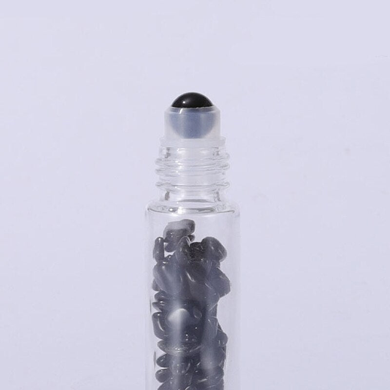 Bulk Pack of 10 | Eco-Friendly and Refillable Crystal-Infused Essential Oil Containers with Gemstone Roller Ball