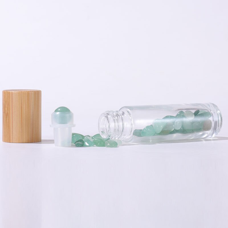 Bulk Pack of 10 | Eco-Friendly and Refillable Crystal-Infused Essential Oil Containers with Gemstone Roller Ball