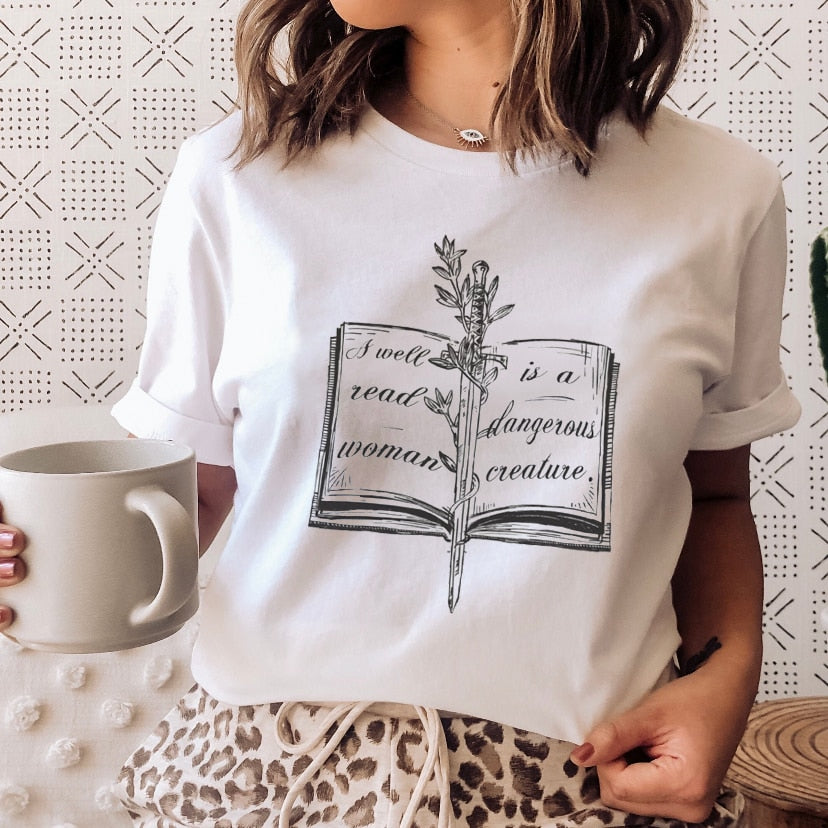 "Magic Books Love" Women's Graphic Tee | Cute and Casual Short Sleeve T-Shirt