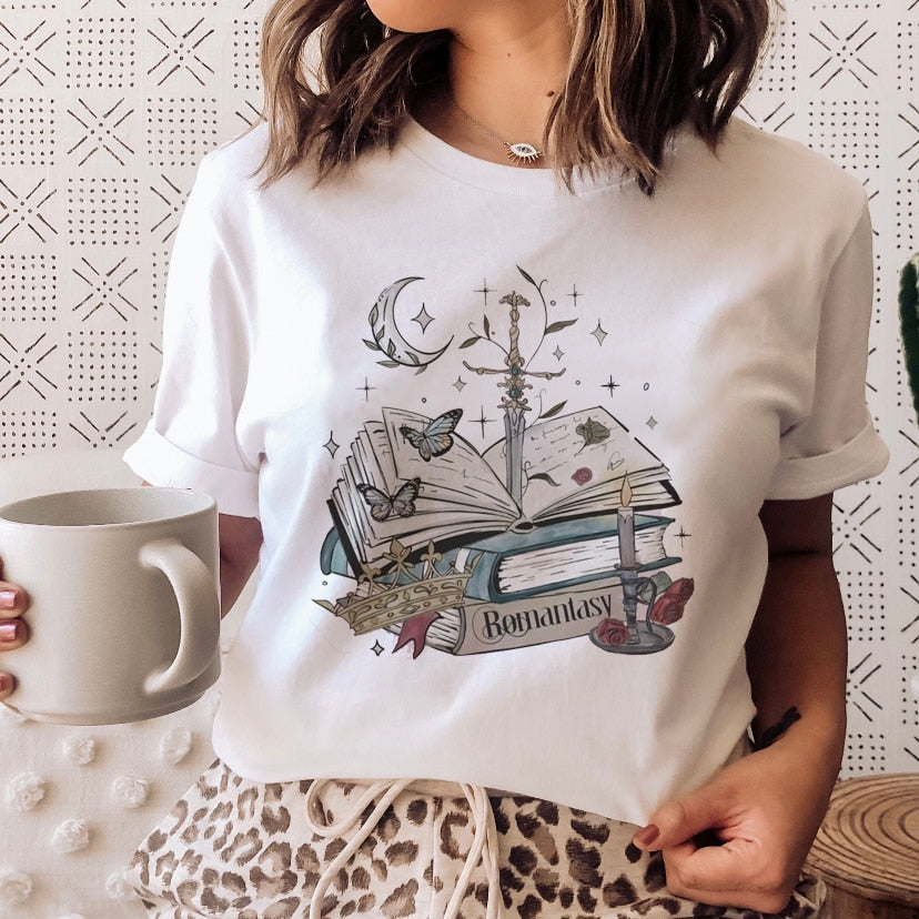"Magic Books Love" Women's Graphic Tee | Cute and Casual Short Sleeve T-Shirt