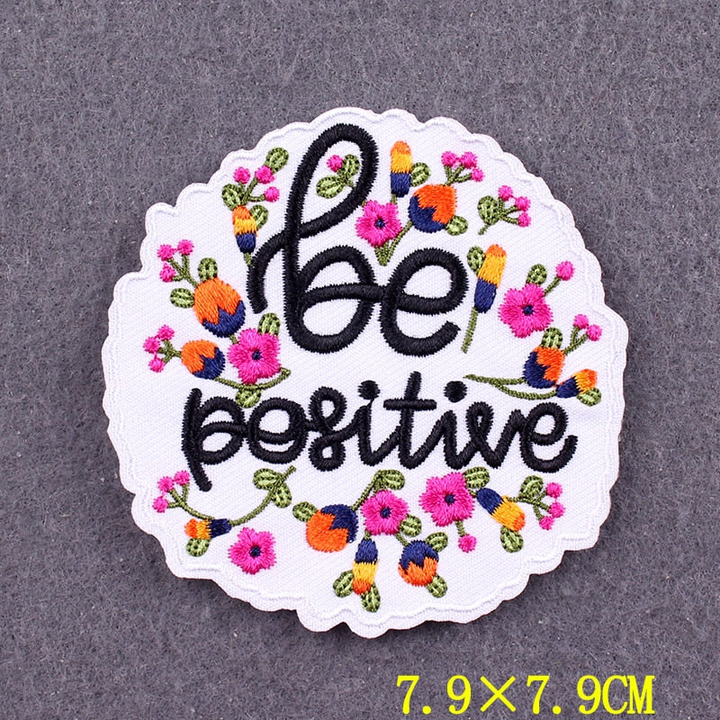 Embroidered Patch | Positive Words DIY Iron-On Patch for Clothing | Slogan Badges on Backpacks