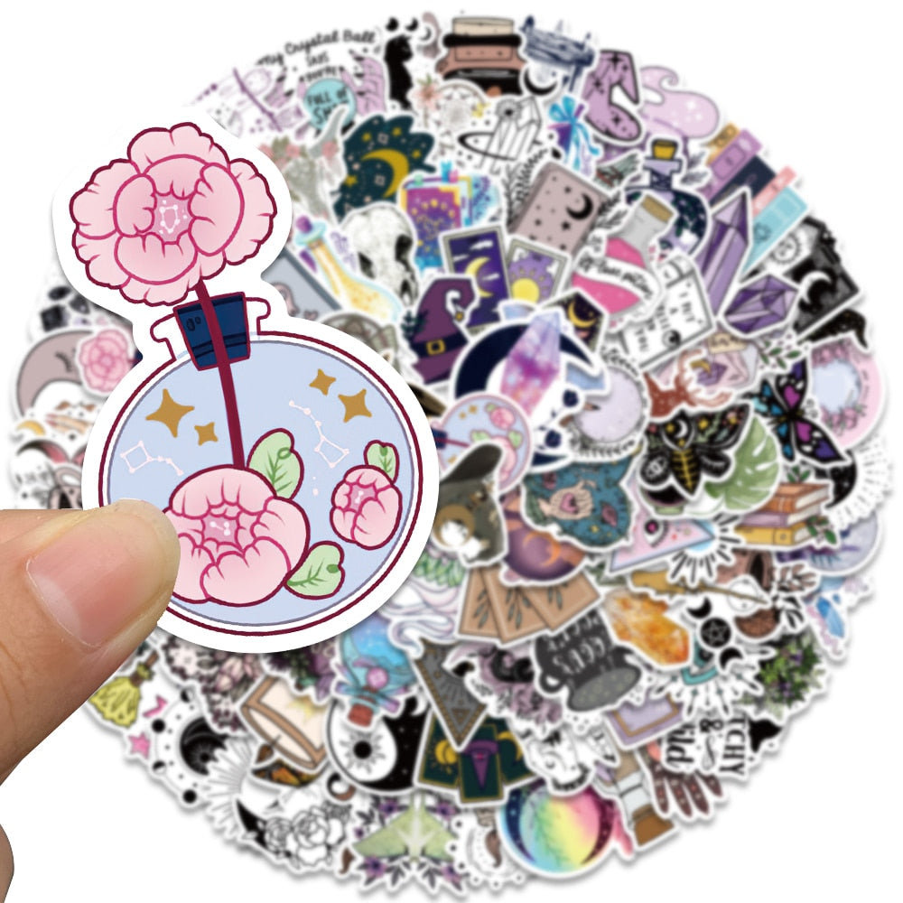 10/50/100PCS Gothic Witchy Tarot Potion Stickers | Boho Astrology Apothecary Decals