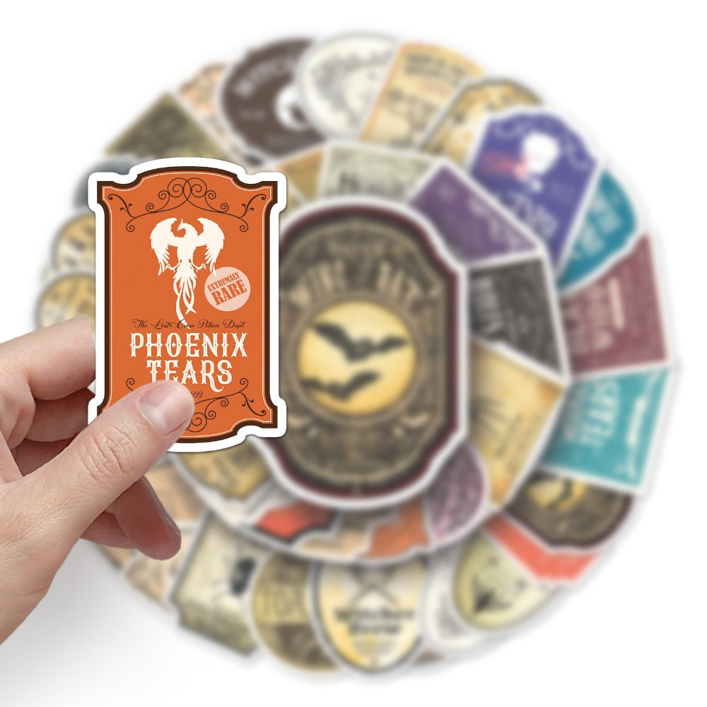 10/50Pcs Apothecary Potion Label Stickers | Moon Lily Dragon's Blood Phoenix Tears and More