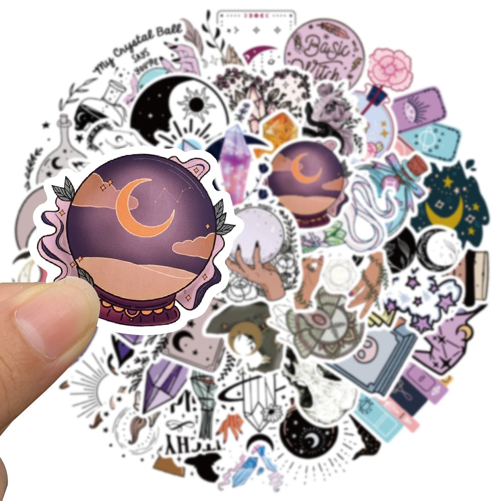 10/50/100PCS Gothic Witchy Tarot Potion Stickers | Boho Astrology Apothecary Decals