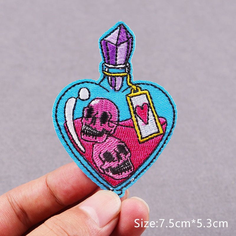 Witchcraft Love Potion Embroidery Patch | Magical Iron-On Patch for Clothing | Enchanting Design
