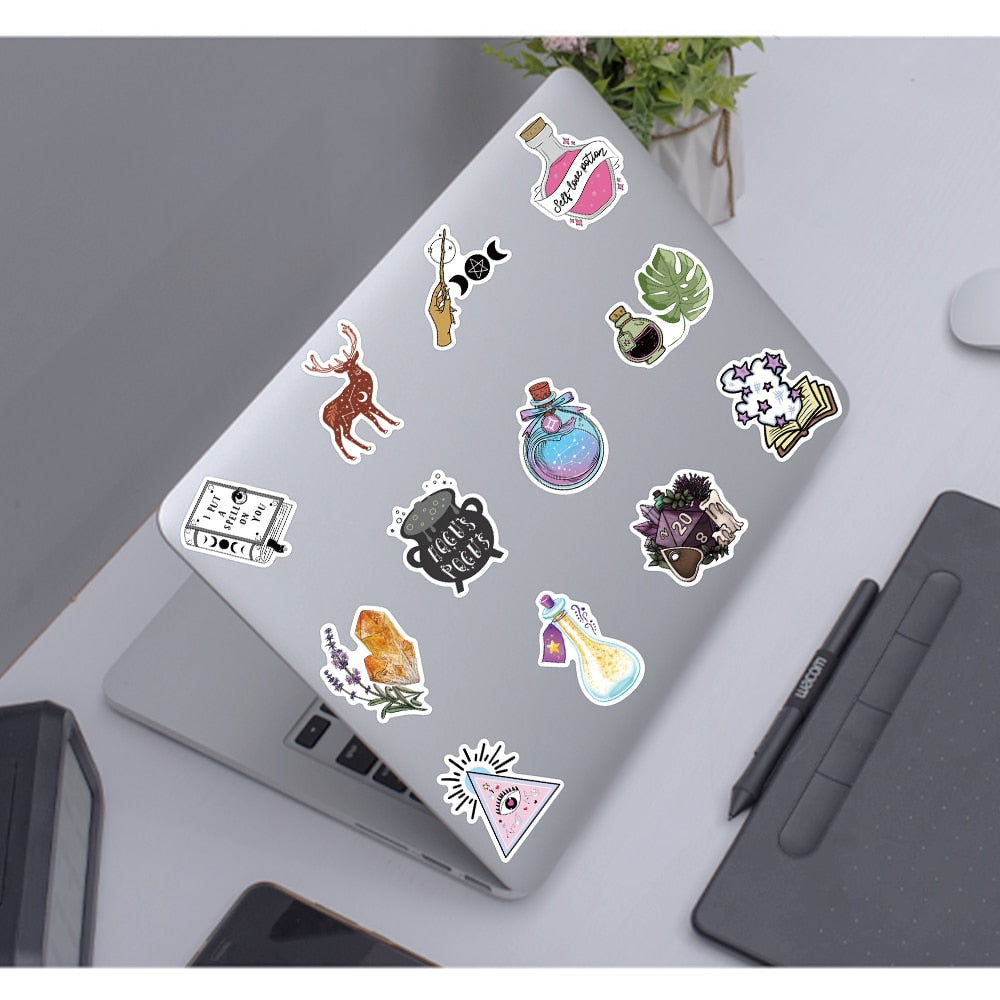 10/50/100PCS Gothic Witchy Tarot Potion Stickers | Boho Astrology Apothecary Decals