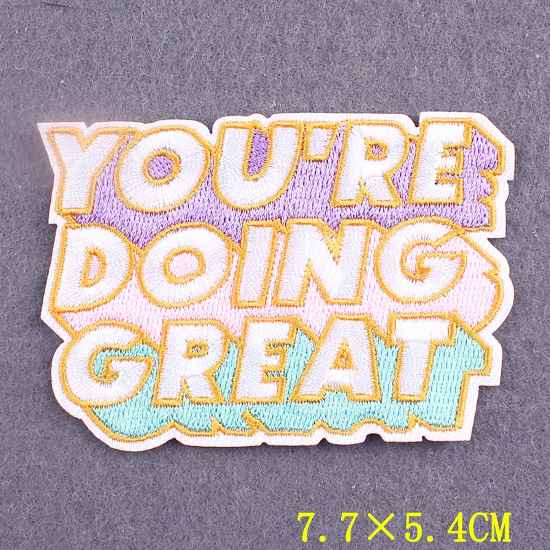 Embroidered Patch | Positive Words DIY Iron-On Patch for Clothing | Slogan Badges on Backpacks