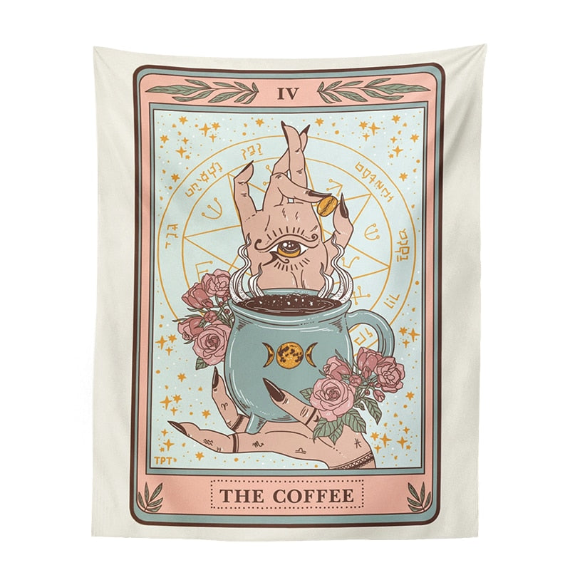 Coffee Tarot Tapestry | Witches' Love for Coffee and Magic | Spiritual Enchantment in Every Sip