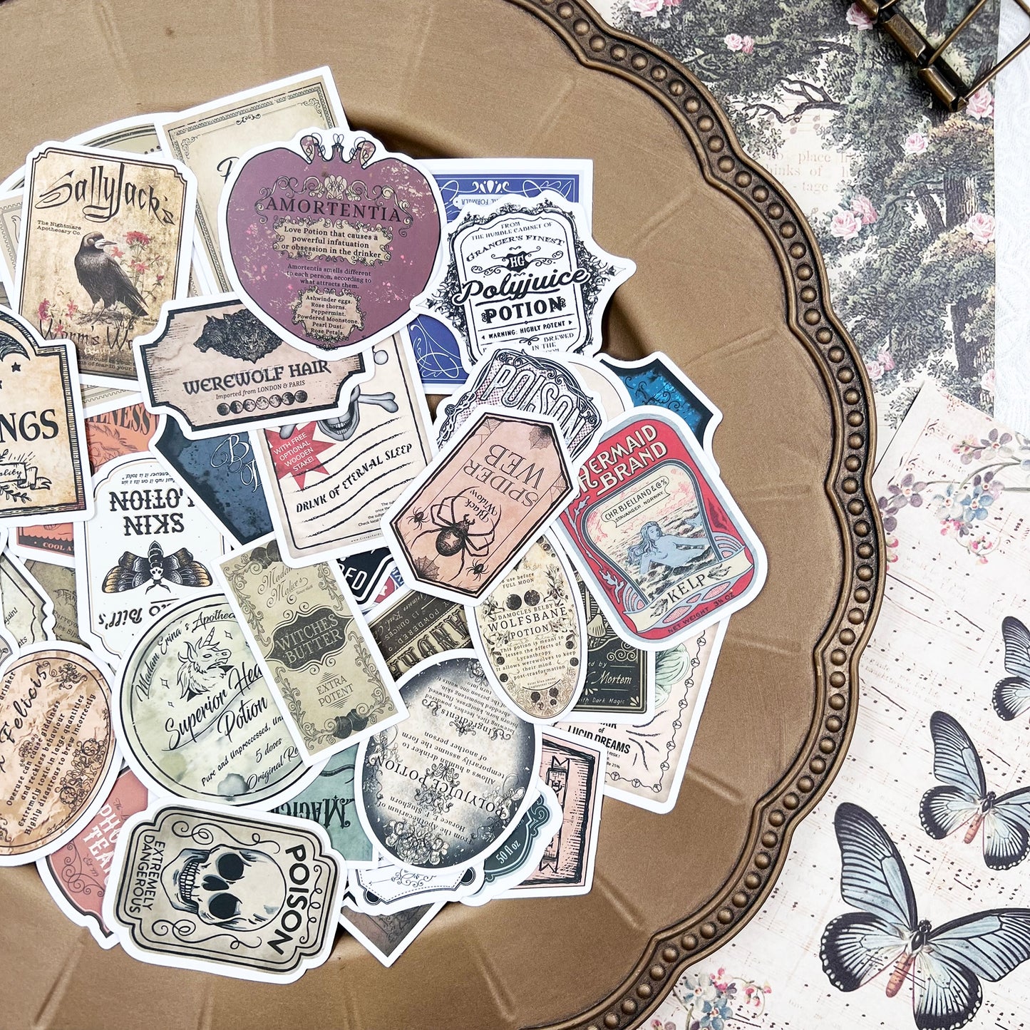 50Pcs Potion Bottle Label Stickers Journal Craft Paper DIY Scrapbooking Diary Album | Decorative Sticker Set