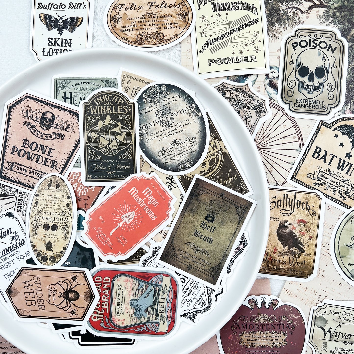 50Pcs Potion Bottle Label Stickers Journal Craft Paper DIY Scrapbooking Diary Album | Decorative Sticker Set
