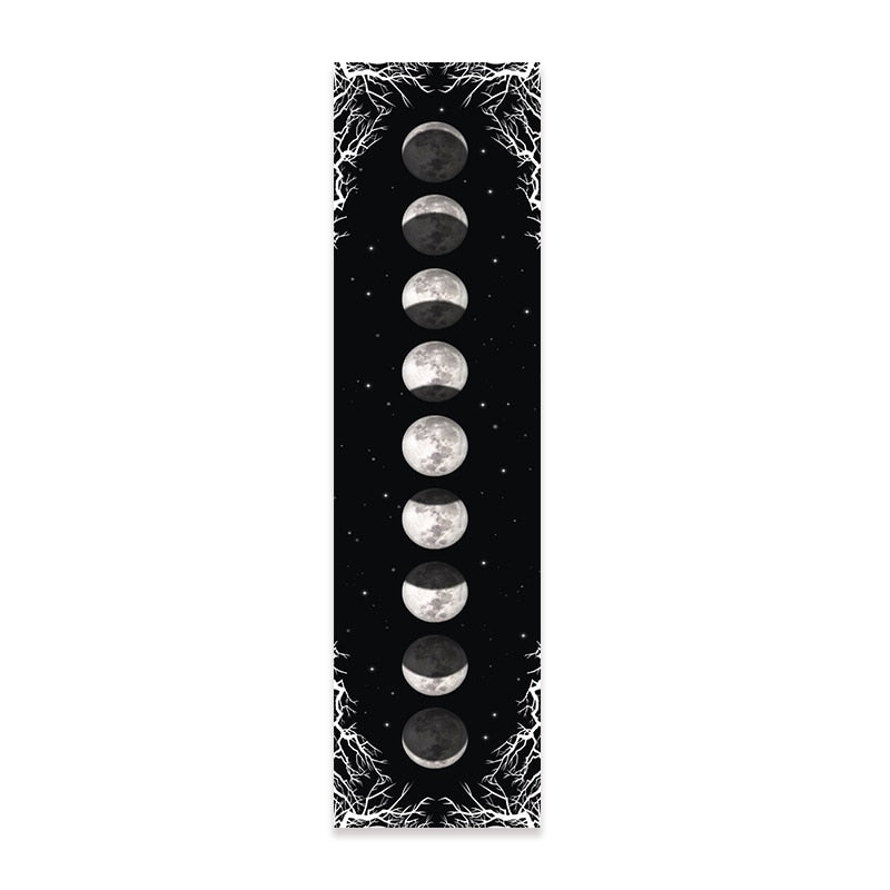 Lunar Moon Magick Tapestry | Black and White Starry Wall Hanging | Witchy Home Decor