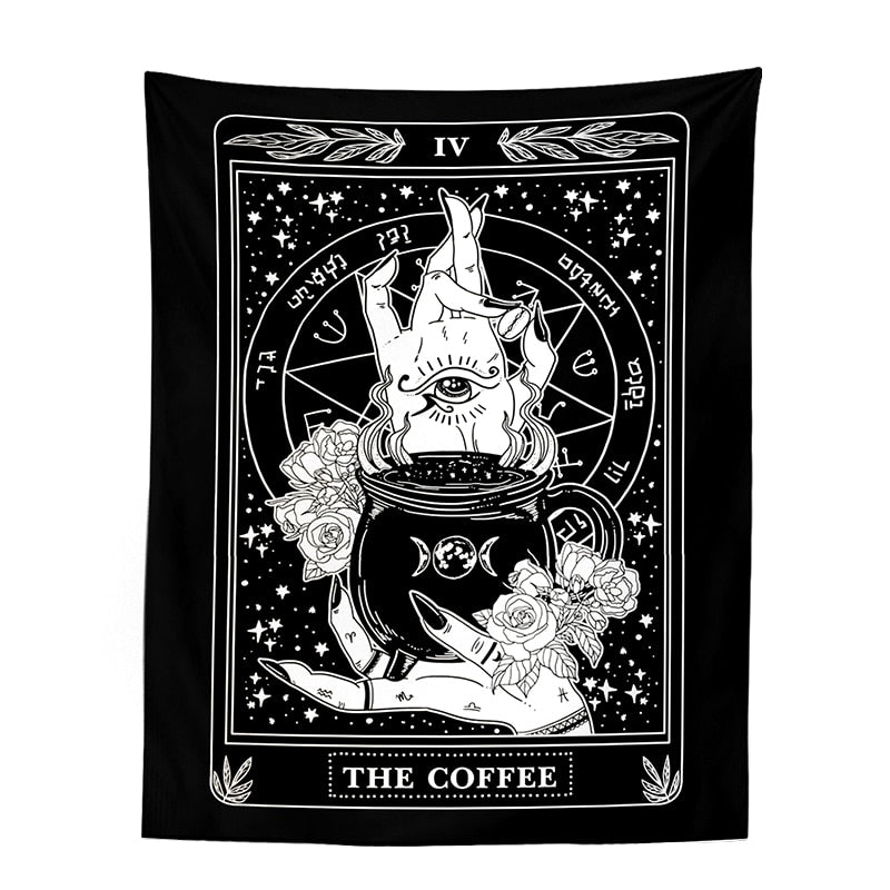 Coffee Tarot Tapestry | Witches' Love for Coffee and Magic | Spiritual Enchantment in Every Sip