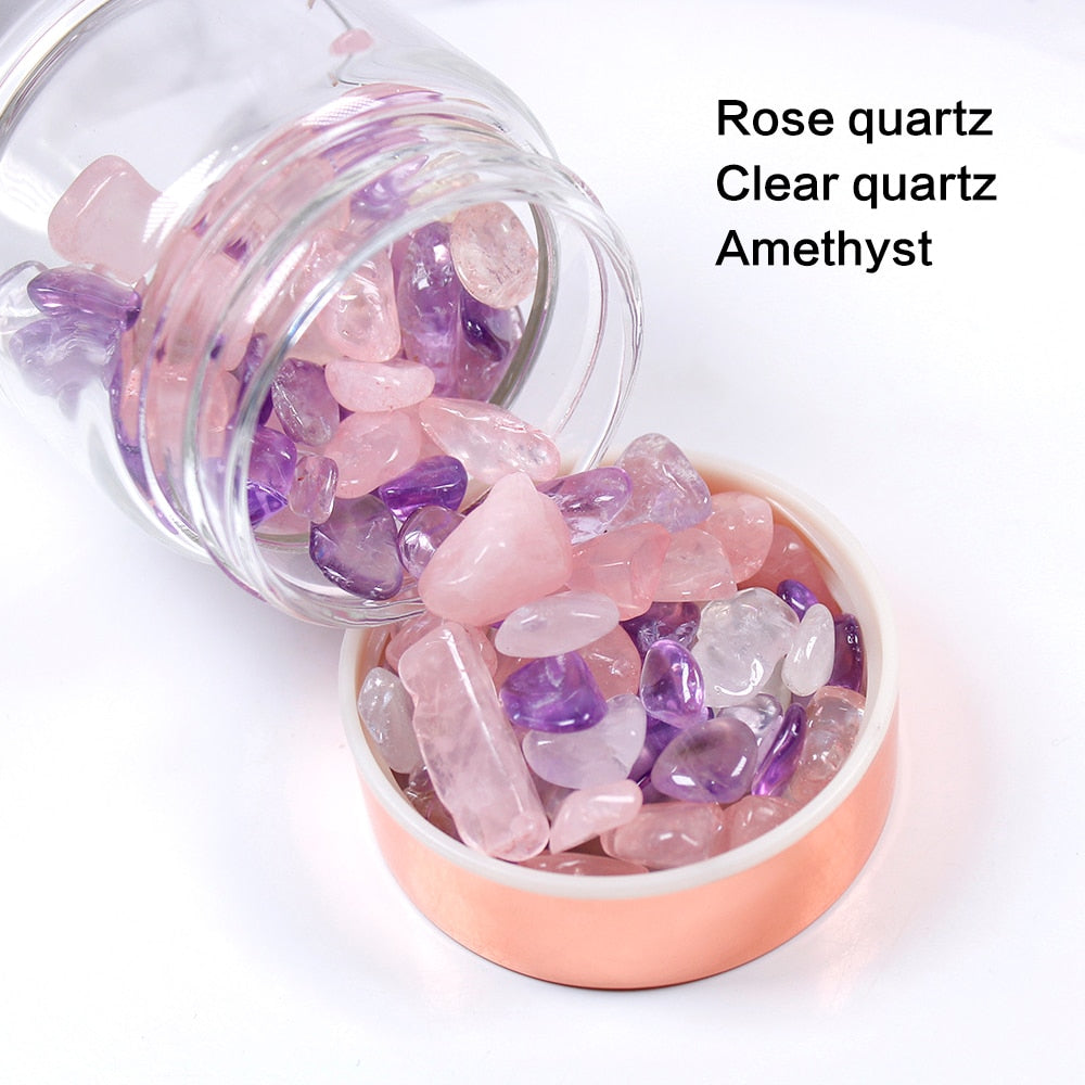 Crystal Elixir Water Bottle with Tea Infuser for Healing Energy