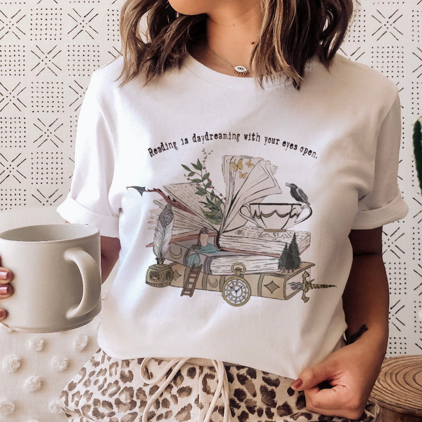 "Magic Books Love" Women's Graphic Tee | Cute and Casual Short Sleeve T-Shirt
