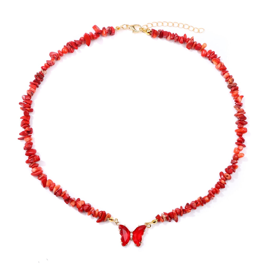 Crystal Butterfly Pendant Necklace