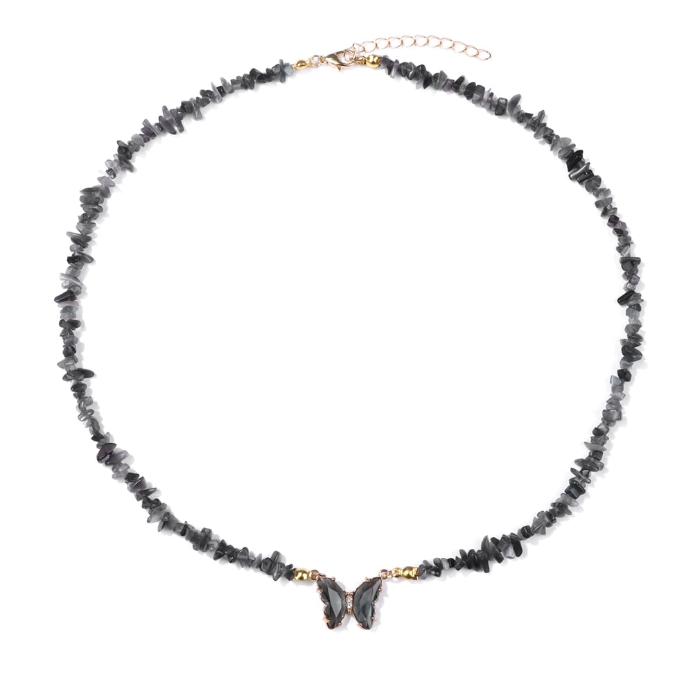 Crystal Butterfly Pendant Necklace