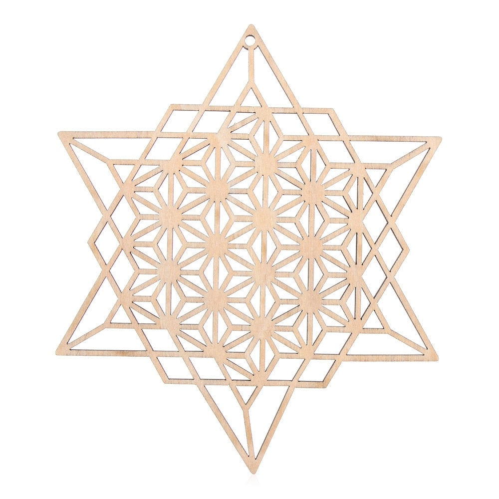 Wooden Wall Sign Flower of Life Geometry Ornament and Coaster