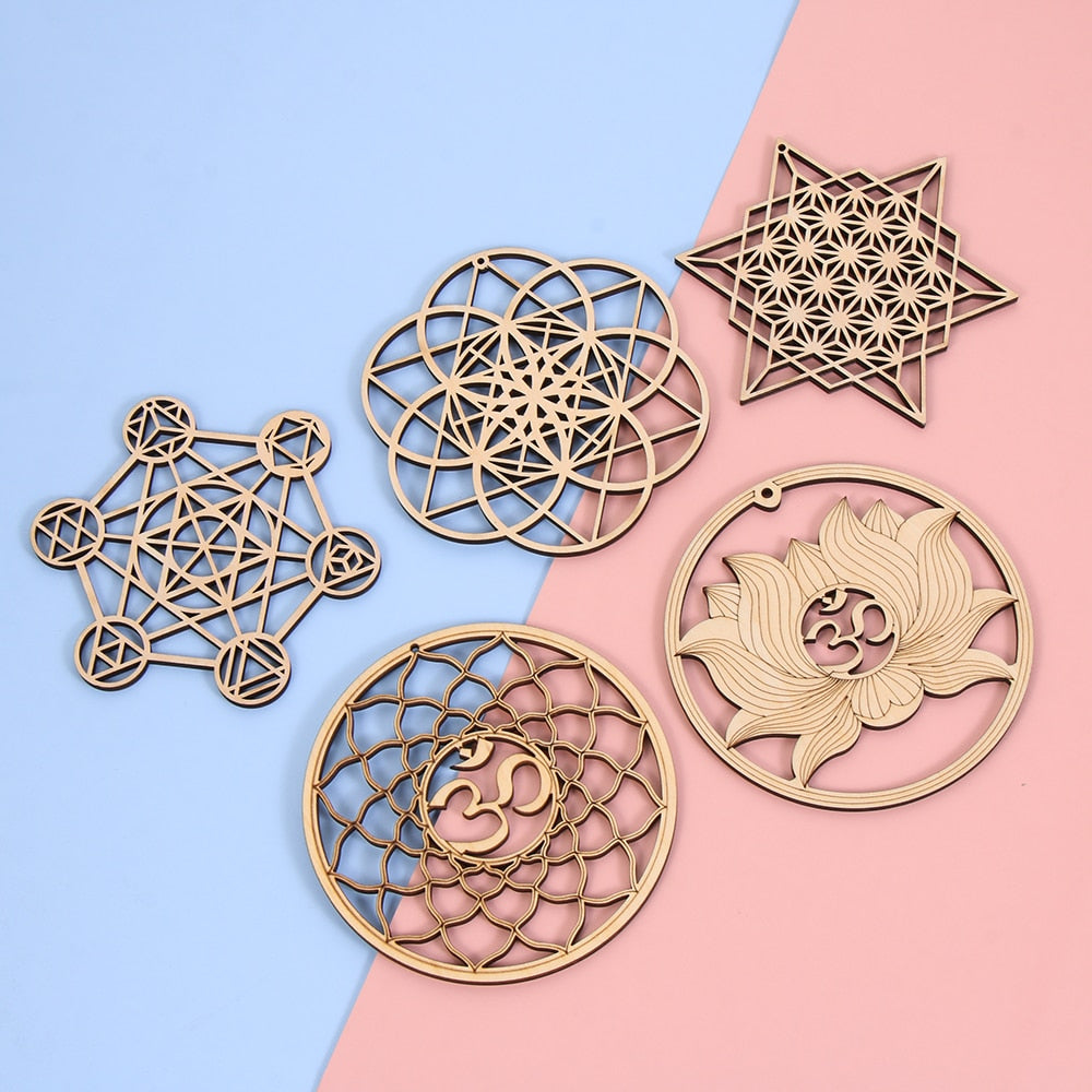 Wooden Wall Sign Flower of Life Geometry Ornament and Coaster