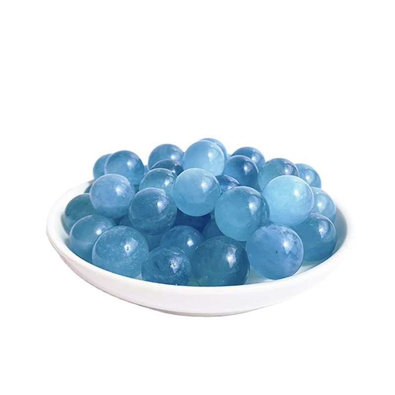 15MM Natural Mini Aquamarine Ball Gemstone Polished Blue Quartz Crystal Healing Energy Stone Sphere