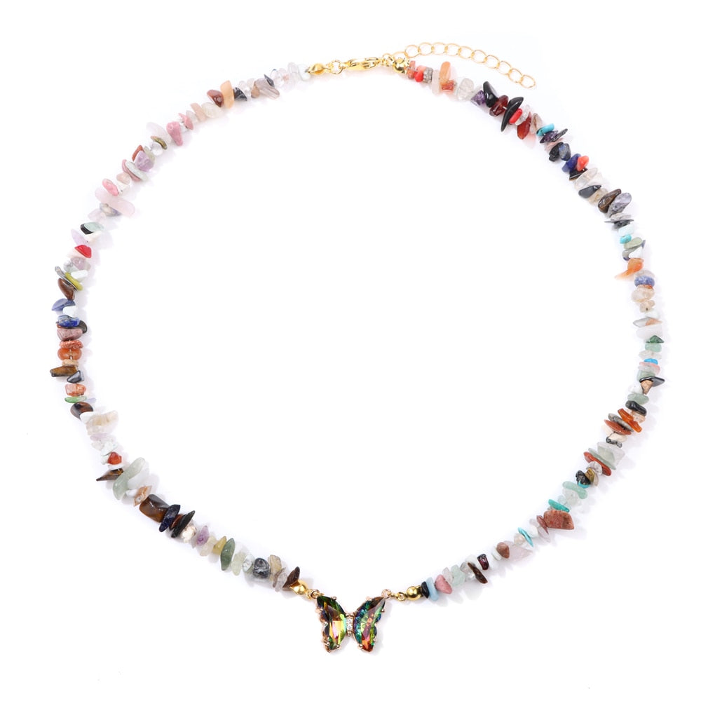 Crystal Butterfly Pendant Necklace