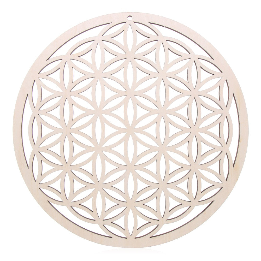 Wooden Wall Sign Flower of Life Geometry Ornament and Coaster