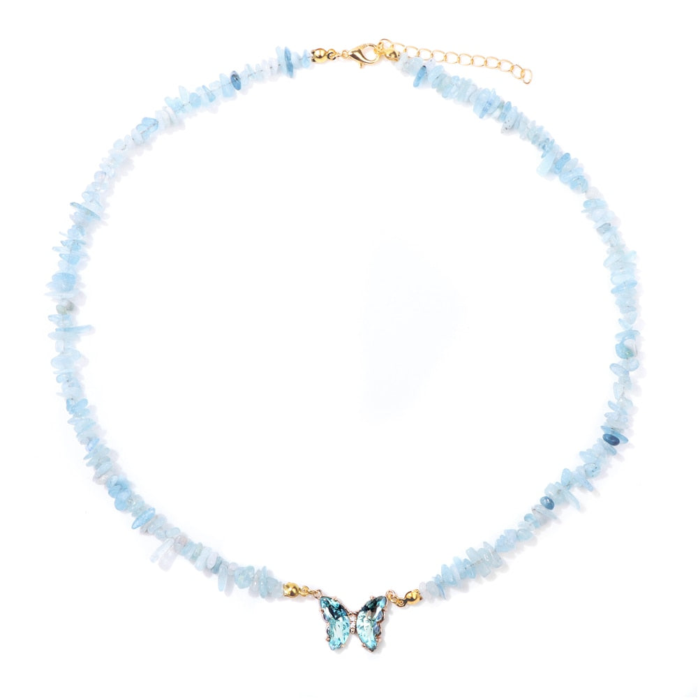 Crystal Butterfly Pendant Necklace