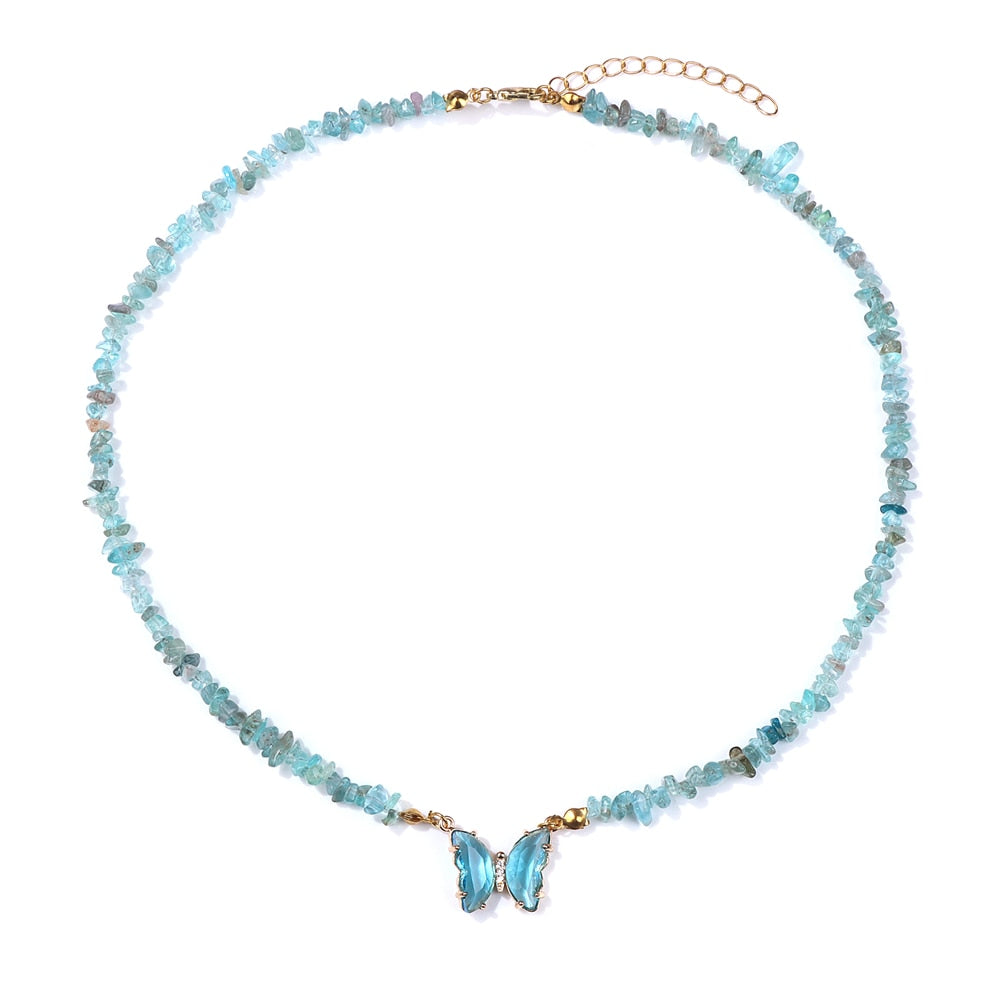 Crystal Butterfly Pendant Necklace