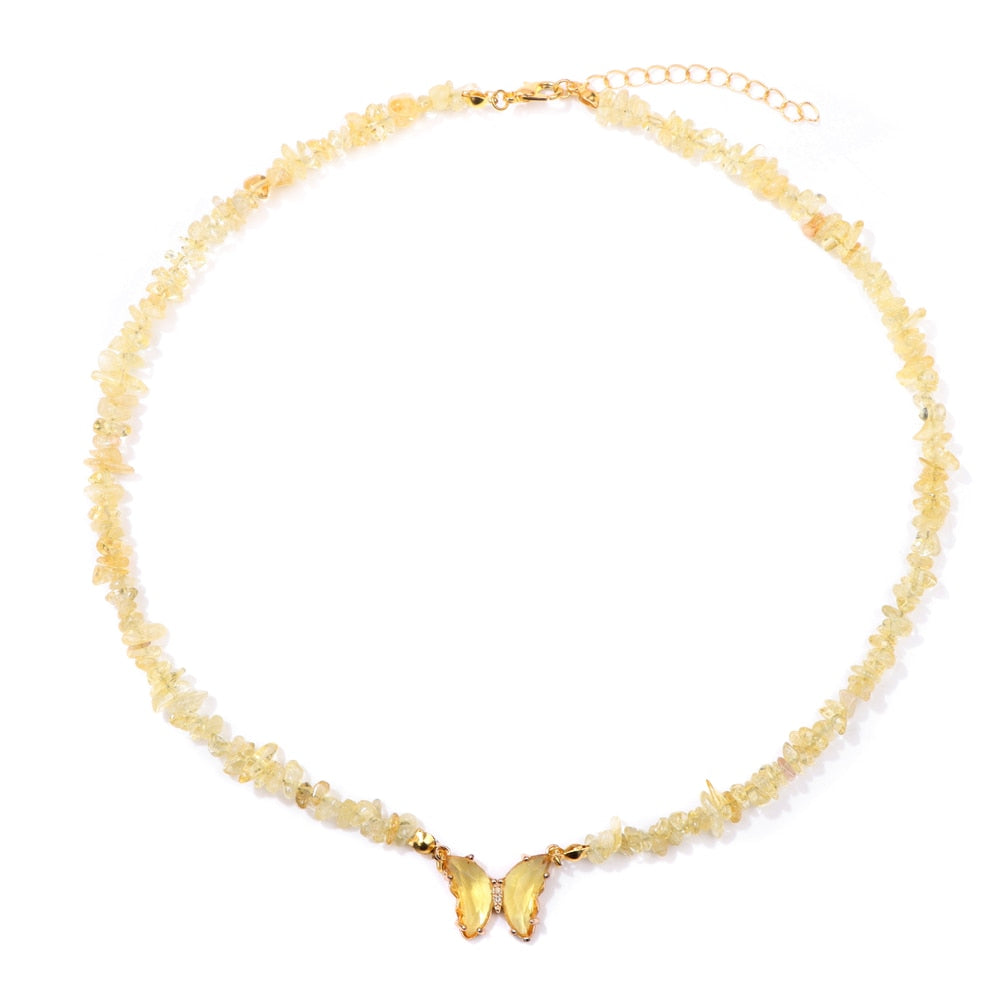 Crystal Butterfly Pendant Necklace