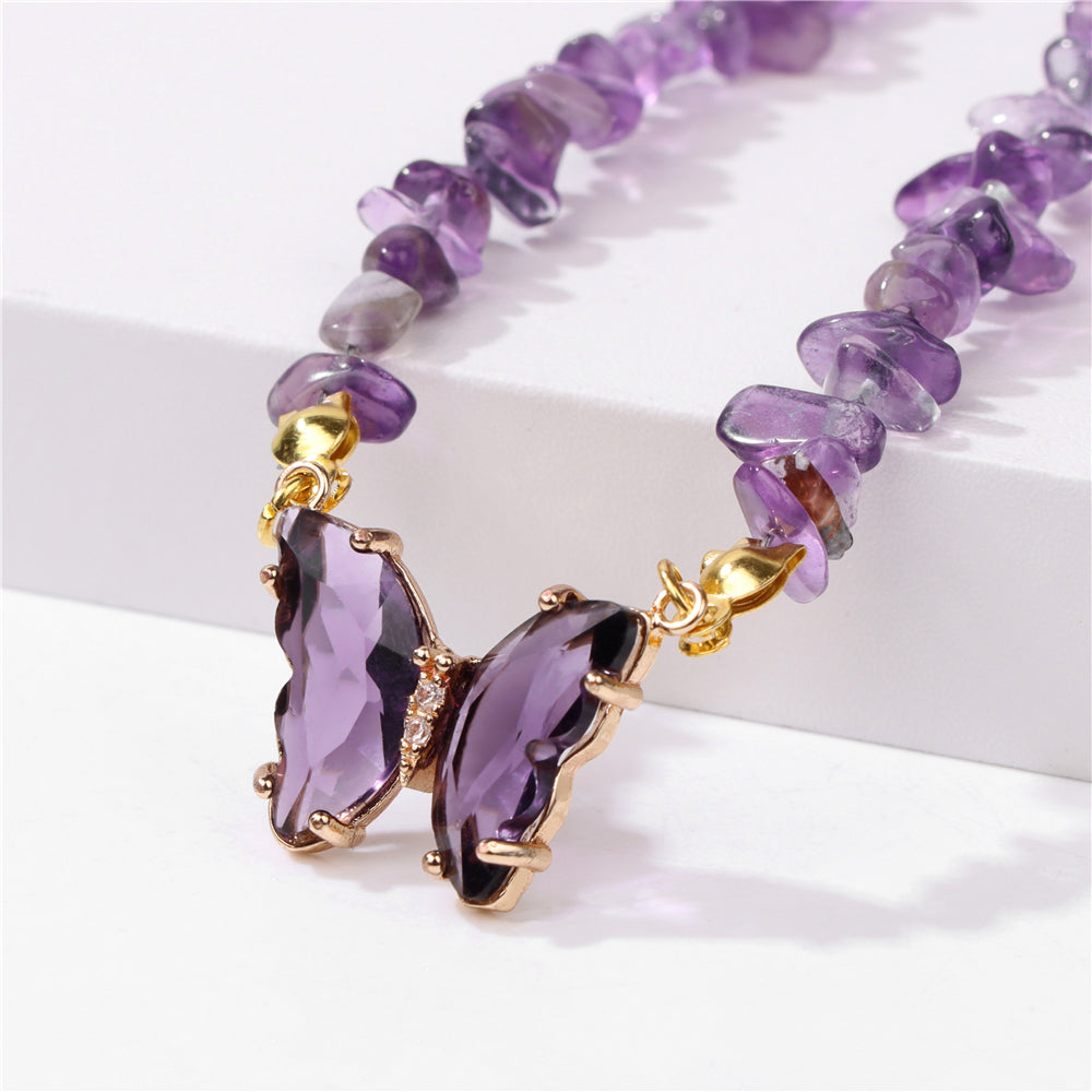 Crystal Butterfly Pendant Necklace