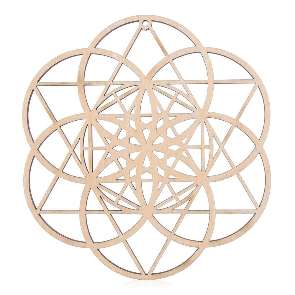 Wooden Wall Sign Flower of Life Geometry Ornament and Coaster
