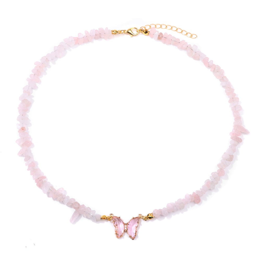 Crystal Butterfly Pendant Necklace