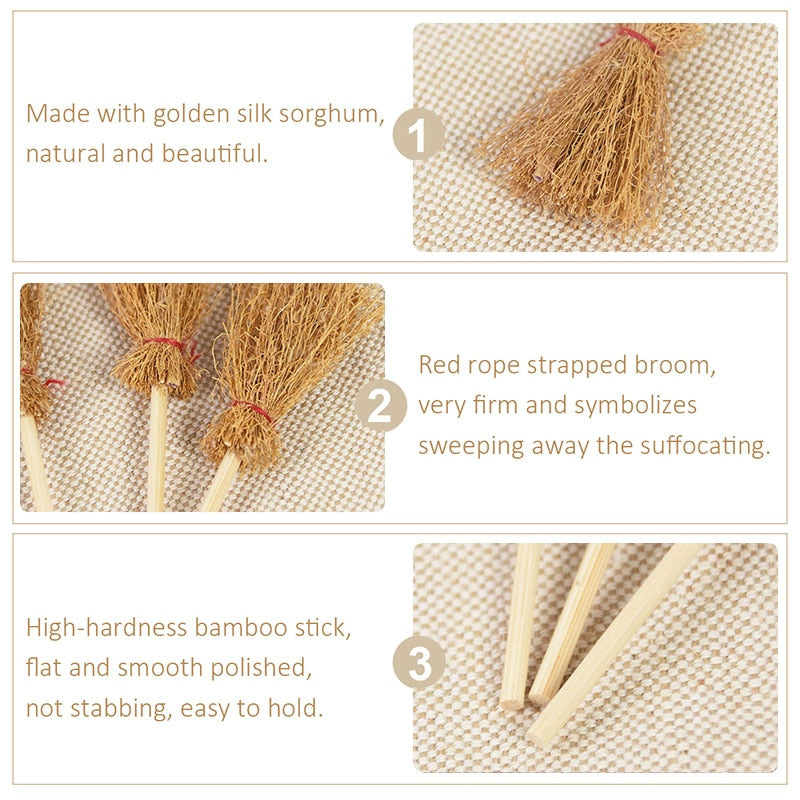 10/20pcs Mini Witch Brooms for Halloween Decor and Witchcraft