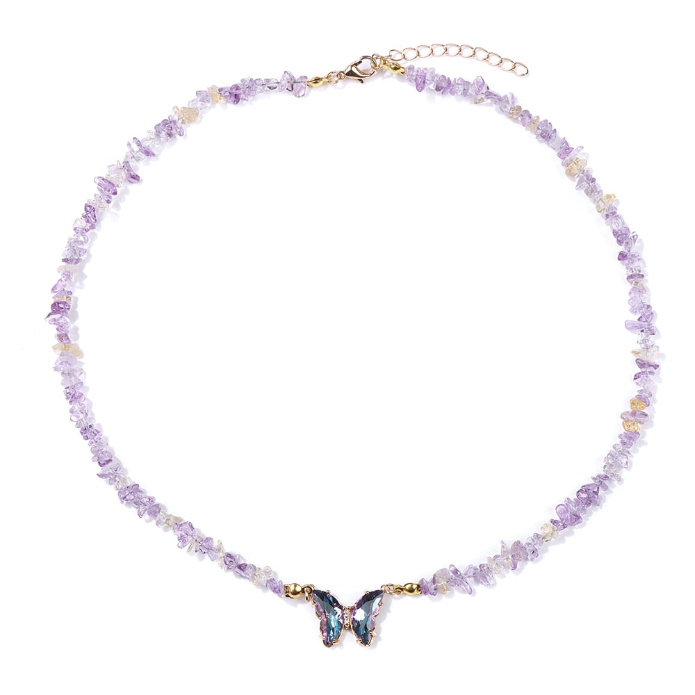 Crystal Butterfly Pendant Necklace