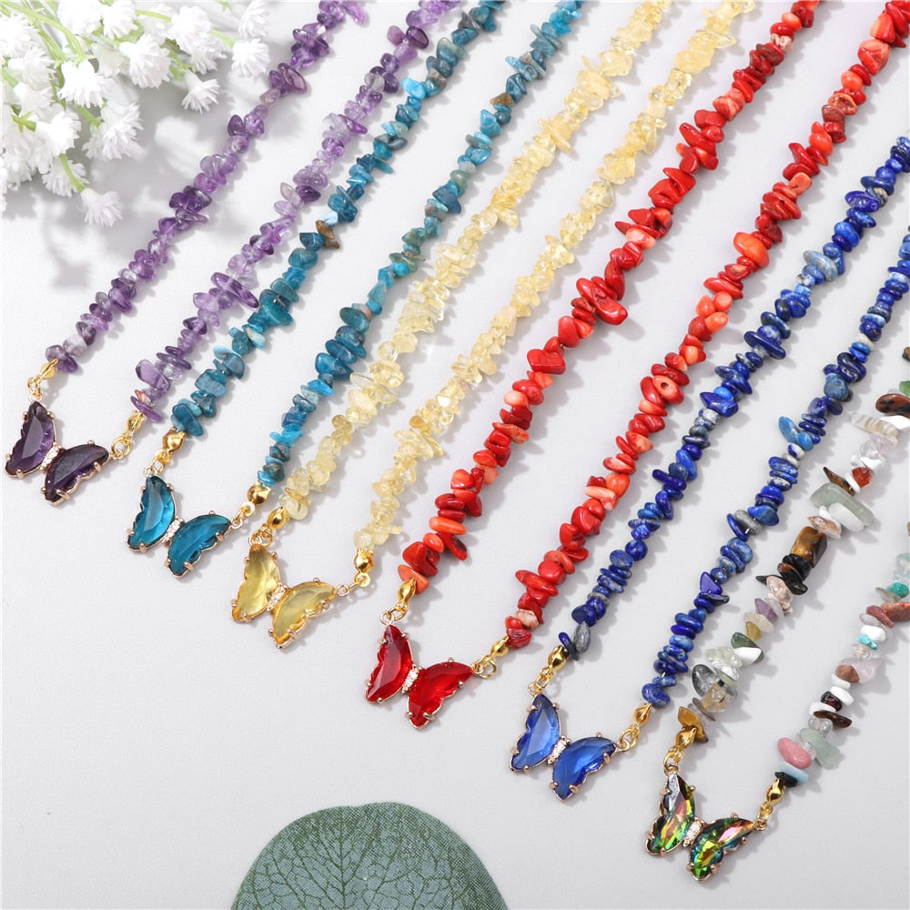 Crystal Butterfly Pendant Necklace