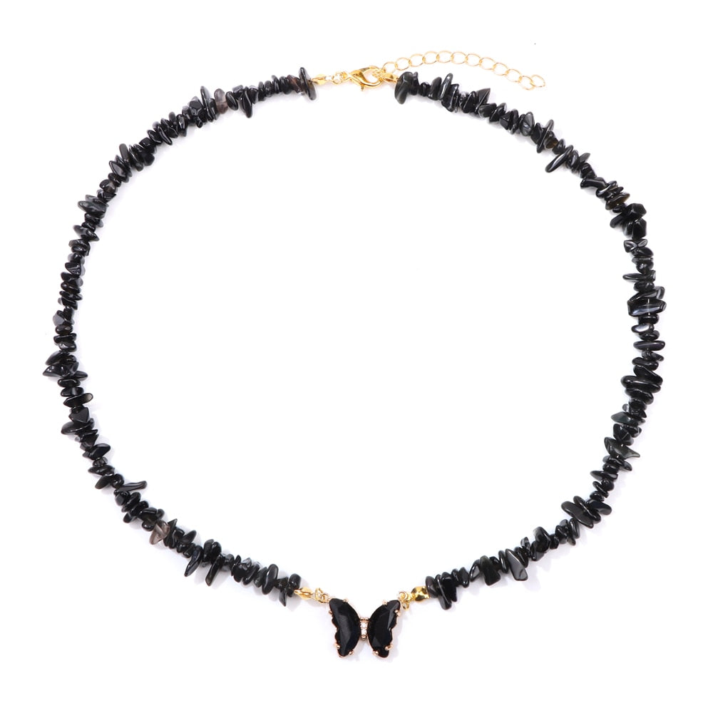 Crystal Butterfly Pendant Necklace