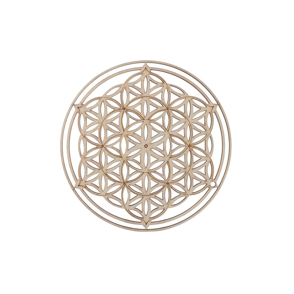 Wooden Wall Sign Flower of Life Geometry Ornament and Coaster