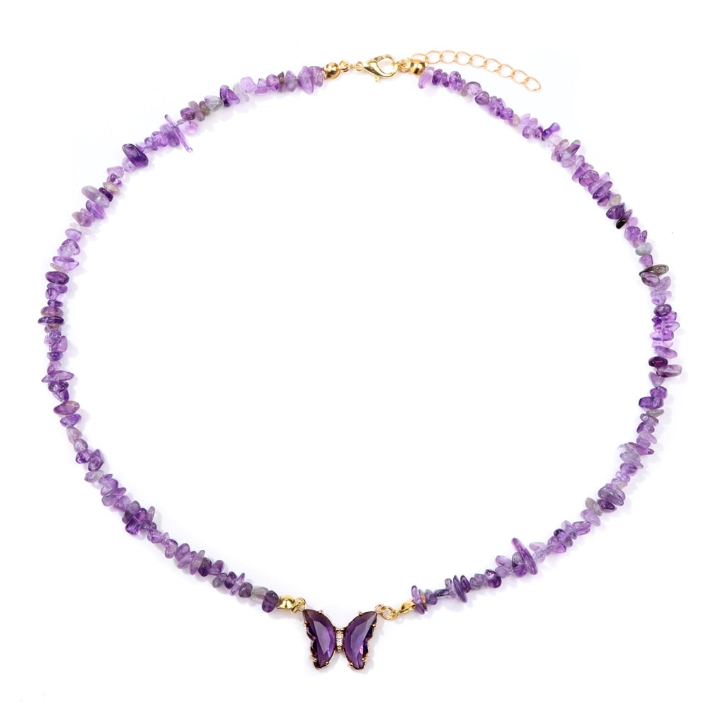 Crystal Butterfly Pendant Necklace