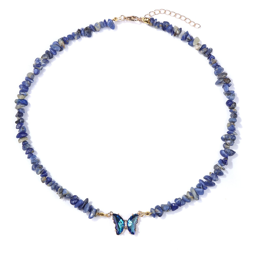 Crystal Butterfly Pendant Necklace