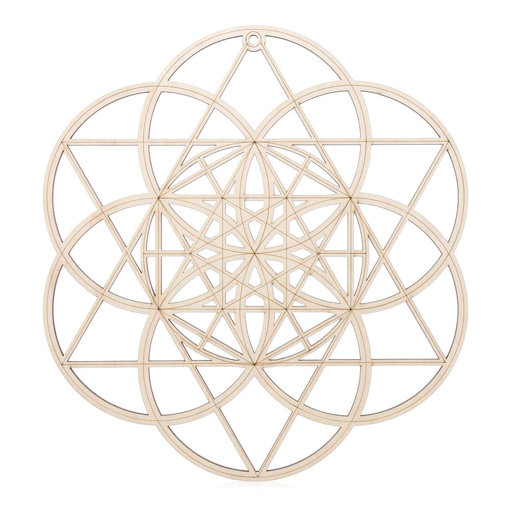 Wooden Wall Sign Flower of Life Geometry Ornament and Coaster