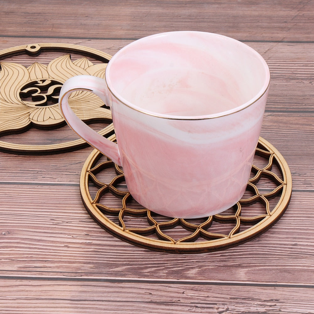 Wooden Wall Sign Flower of Life Geometry Ornament and Coaster