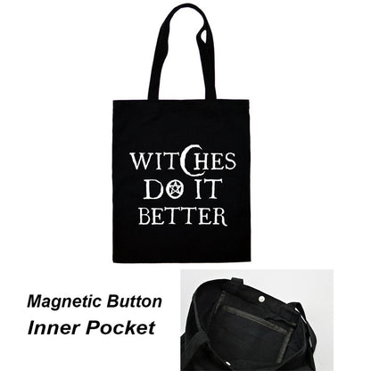 Witches Do It Better Canvas Bag | Shoulder Tote and Handbag Inspired by Witchcraft