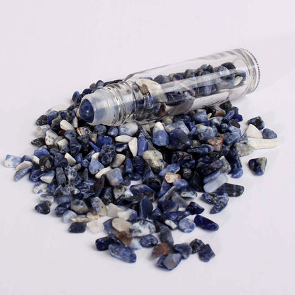 Eco-Friendly Crystal-Infused Essential Oil Container with Gemstone Roller Ball 10ml