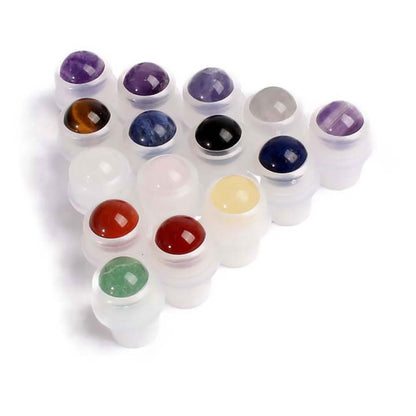 Eco-Friendly Crystal-Infused Essential Oil Container with Gemstone Roller Ball 10ml