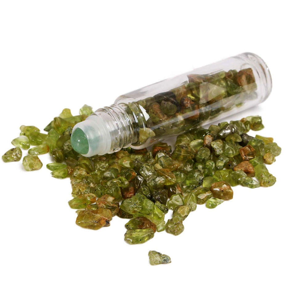 Eco-Friendly Crystal-Infused Essential Oil Container with Gemstone Roller Ball 10ml