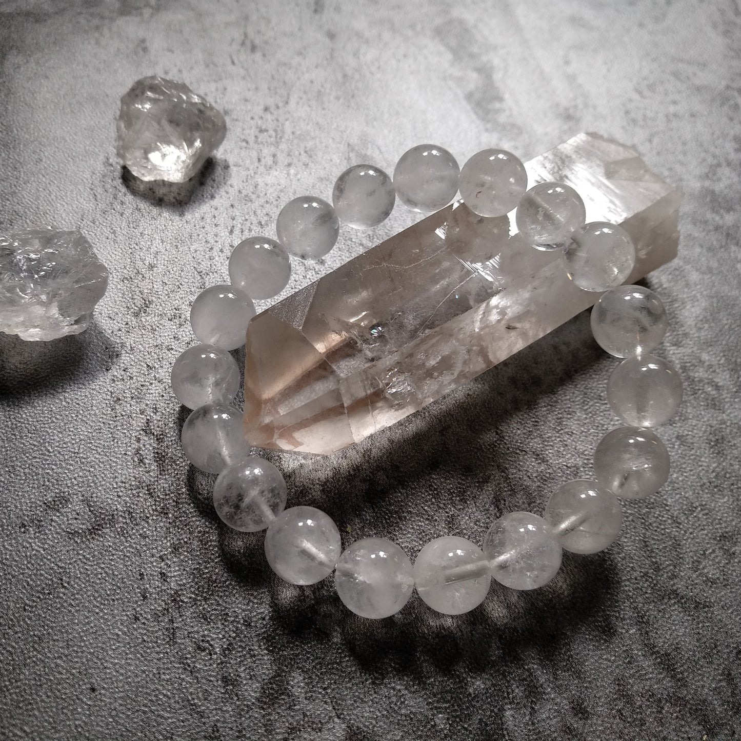 Phantom White Quartz Crystal Bracelet for Transformation and Protection