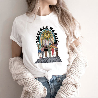 Zodiac Signs Art Print T-Shirt | Fashionable Astrology Short Sleeve Lady Clothes Tops Tees