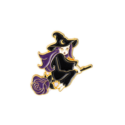 Purple Witch Cartoon Series Enamel Pins | Punk Aesthetic Brooch Badges