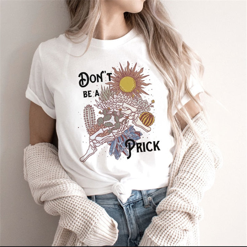 Zodiac Signs Art Print T-Shirt | Fashionable Astrology Short Sleeve Lady Clothes Tops Tees